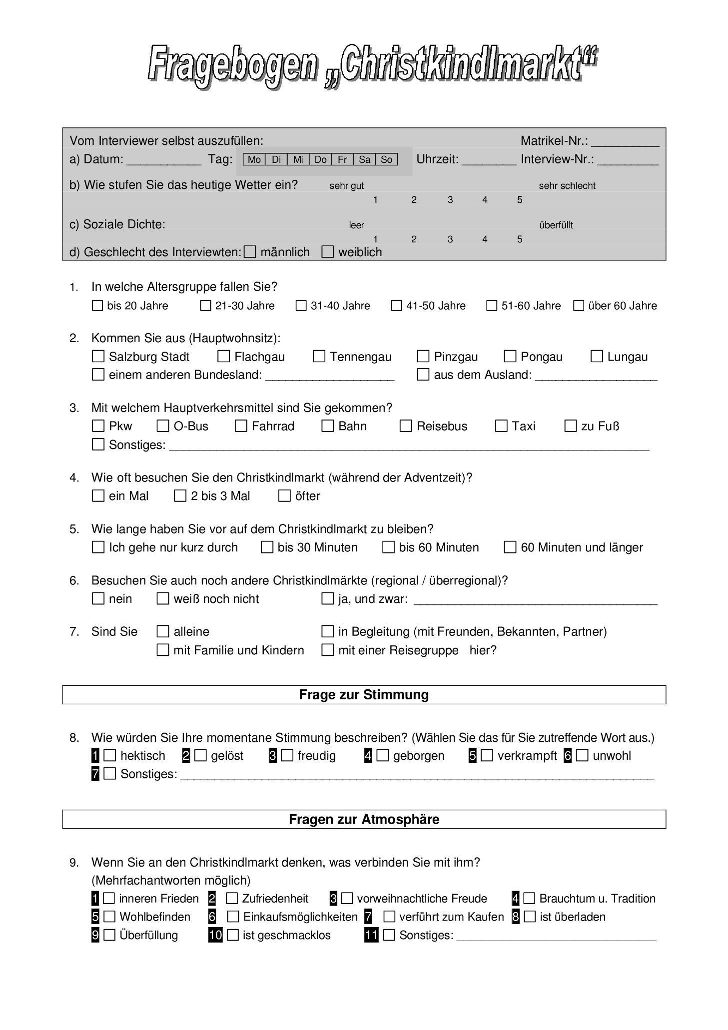 Anhang 1: Fragebogen „Christkindlmarkt“